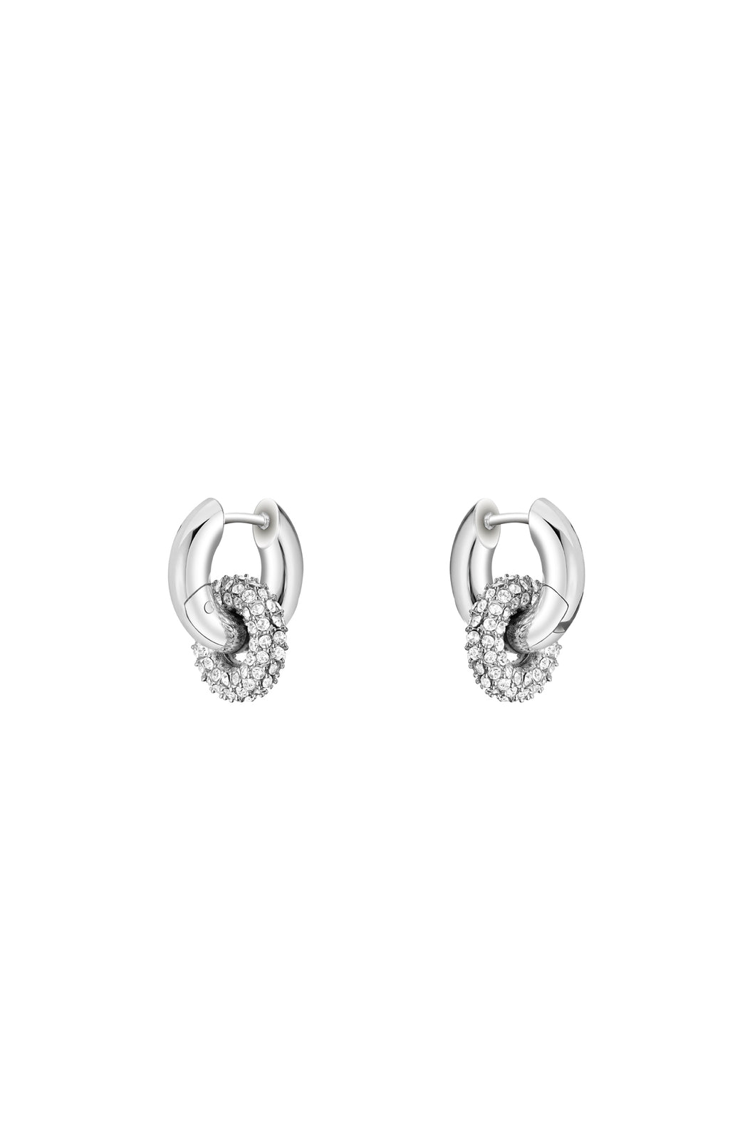 Ladies Hugo Boss Double Linked Circle Stone Set Hoop Earrings SKU 3012018