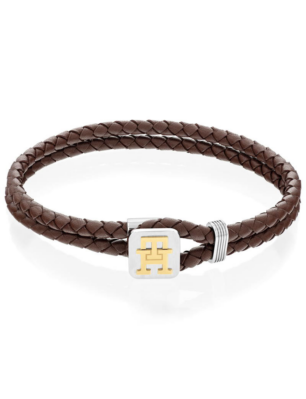 Tommy Hilfiger Gents Brown Leather Double Row Braided Bracelet SKU 3016080