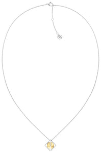 Tommy Hilfiger Ladies Silver Tone Framed Gold Orb Necklace SKU 3016087