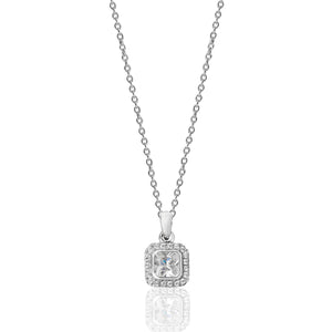 Sterling Silver CZ Rubover & Claw Halo Stud Pendant SKU 3043031