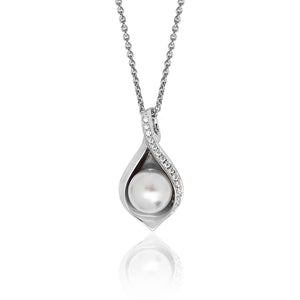 Sterling Silver shell shape white pearl Silver & Co Pendant SKU 3043105