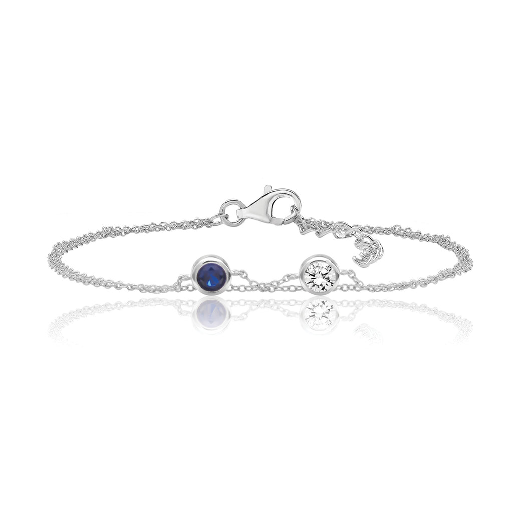 Silver & Co Sterling Silver Blue and Clear Rubover CZ Bracelet SKU 3043120