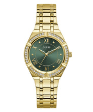 Load image into Gallery viewer, Ladies Stainless Steel Gold Tone, Stone Set Case, Green Dial Guess Watch SKU 4001354
