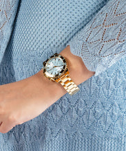 Load image into Gallery viewer, Ladies Stainless Steel Gold Tone Strap, Pale Blue Dial, Mini Dials Guess Watch SKU 4001358
