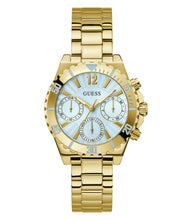 Load image into Gallery viewer, Ladies Stainless Steel Gold Tone Strap, Pale Blue Dial, Mini Dials Guess Watch SKU 4001358
