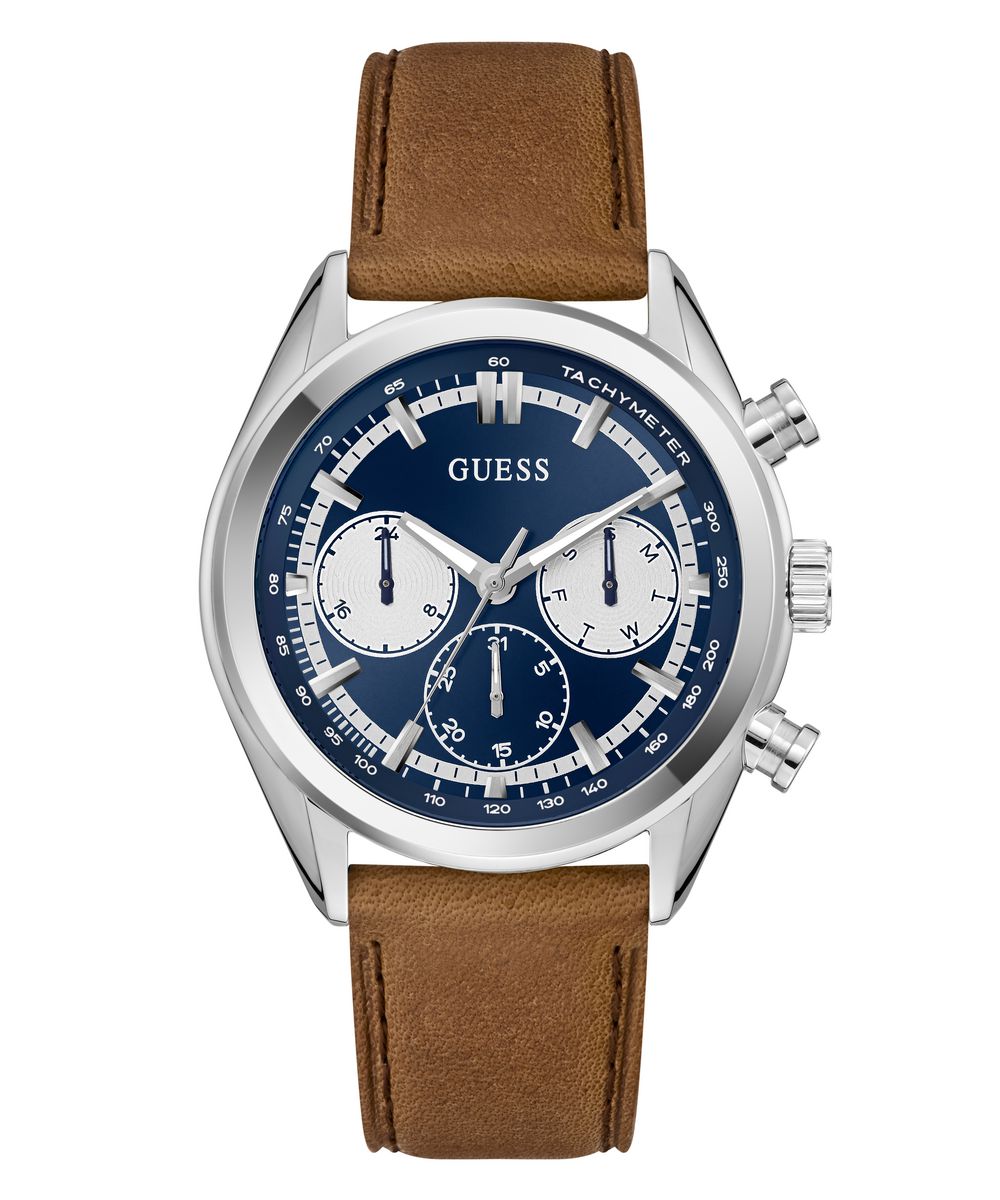 Gents Guess Watch Tan Leather Strap Navy Dial Guess Watch SKU 4001389