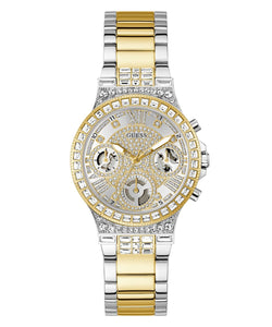 Ladies Guess Watch Stainless Steel Silver Gold 2 Tone Strap CZ Dial Guess Watch SKU 4001391