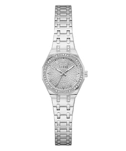 Ladies Guess Watch Stainless Steel Silver Tone Strap CZ Dial Guess Watch SKU 4001394