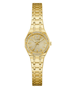 Ladies Guess Watch Stainless Steel Gold Tone Strap CZ Dial Guess Watch SKU 4001395