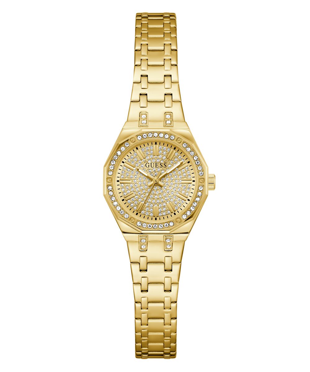 Ladies Guess Watch Stainless Steel Gold Tone Strap CZ Dial Guess Watch SKU 4001395