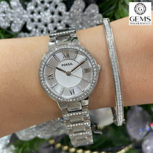 Load image into Gallery viewer, Fossil Ladies Watch Stainless Steel Silver Tone Stone Set Strap, Silver Dial SKU 4002135
