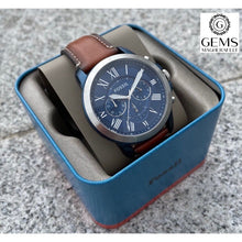Load image into Gallery viewer, Fossil Gents Watch Tan Leather Strap, Blue Dial, Multi Dials, Roman Numerals SKU 4002194
