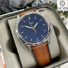 Load image into Gallery viewer, Fossil Gents Watch Tan Leather Strap Blue Dial SKU 4002230
