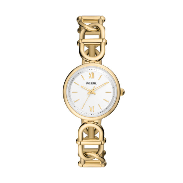 Ladies Fossil Watch stainless steel gold tone, fancy link bracelet SKU 4002307