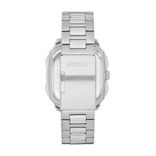 Load image into Gallery viewer, Gents Fossil Watch stainless steel silver tone strap, Black square dial, date SKU 4002310
