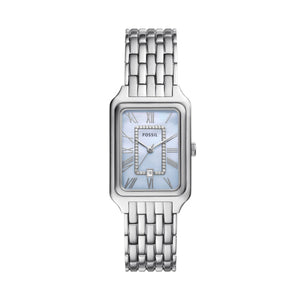 Ladies Fossil Watch Stainless Steel strap, Rectangle Blue dial, Date, SKU 4002321