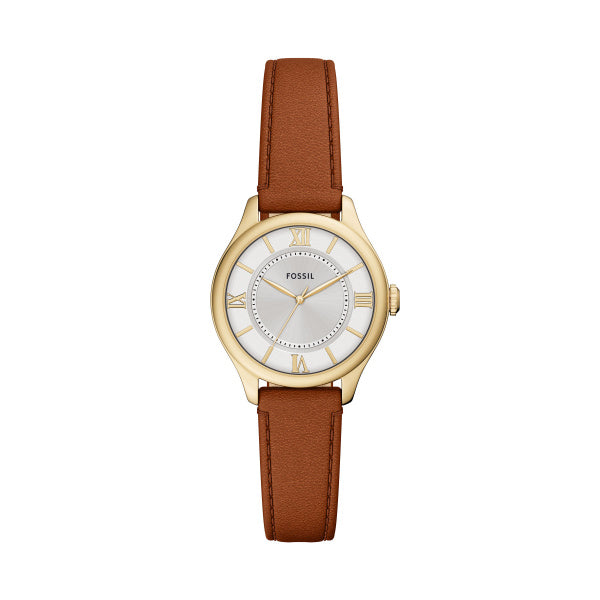 Fossil Ladies Watch Tan Leather Strap, White Dial SKU 4002328