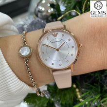 Load image into Gallery viewer, Armani Ladies Watch Pink Leather Strap, White Dial, Stone Set Dial SKU 4005014
