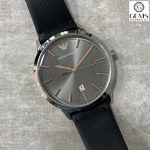 Load image into Gallery viewer, Armani Gents Watch Black Leather Strap, Grey Dial, Date SKU 4005044
