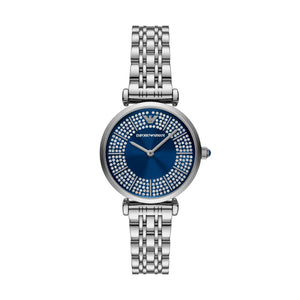 Ladies Stainless Steel Silver Tone , Blue Cz Dial Armani Watch SKU 4005214