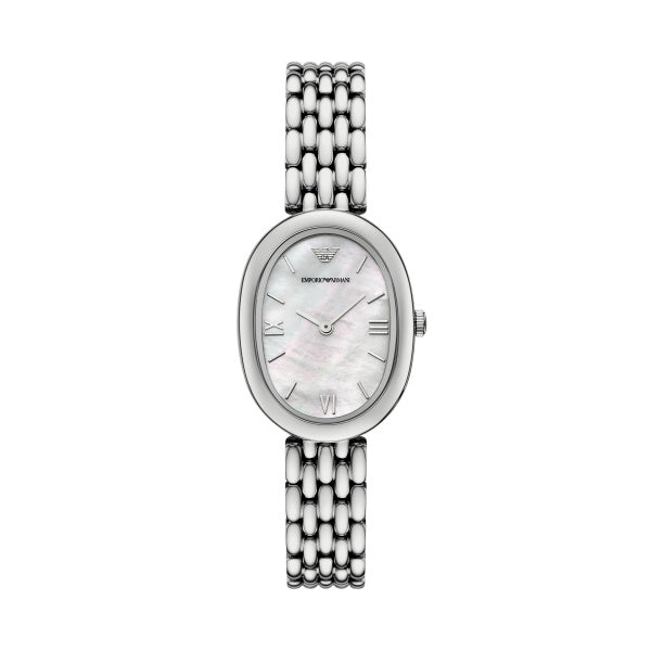 Ladies Armani Watch Stainless Steel strap, Oval MOP dial SKU 4005238