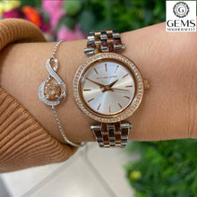 Load image into Gallery viewer, Ladies Michael Kors Watch Stainless Steel Silver &amp; Rose Tone, Stone Set Dial SKU 4010010

