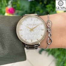 Load image into Gallery viewer, Ladies Michael Kors Watch Stainless Steel Silver &amp; Gold 2 Tone Strap, White MK Dial SKU 4010072
