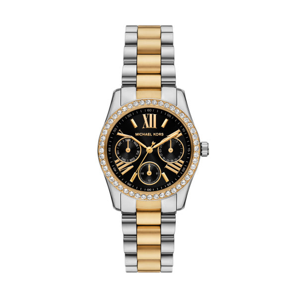 Ladies Stainless Steel 2 Tone Strap, Black Dial, Mini Dials, Michael Kors Watch SKU 4010126