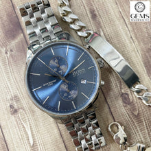 Load image into Gallery viewer, Gents Hugo Boss Watch Stainless Steel Silver Tone Strap, Blue Dial, Mini Dials, Date SKU 4012068
