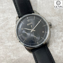 Load image into Gallery viewer, Gents Hugo Boss Watch Black Leather Strap, Black Dial, Mini Dials SKU 4012085
