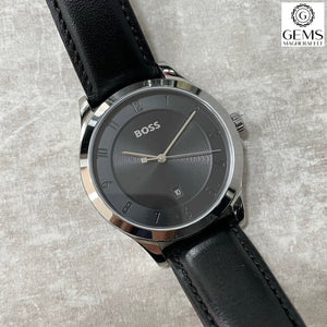 Gents Hugo Boss Watch Black Leather Strap, Black Dial, Date, SKU 4012147