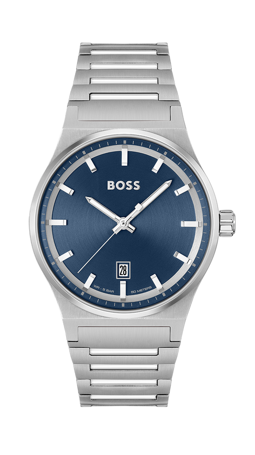 Gents Hugo Boss Watch Stainless Steel Silver Tone Strap, Blue Dial, Date SKU 4012159