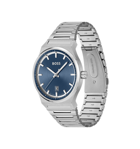 Gents Hugo Boss Watch Stainless Steel Silver Tone Strap, Blue Dial, Date SKU 4012159