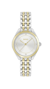 Ladies Hugo Boss Watch Stainless Steel 2 Tone Strap, White Dial SKU 4012160