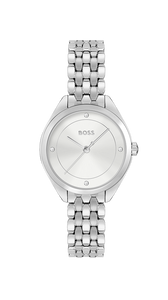 Ladies Hugo Boss Watch Stainless Steel Silver Tone Strap, White Dial SKU 4012161