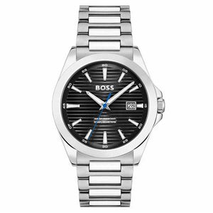 Gents Hugo Boss Watch Black Dial, Stainless Steel Silver Tone Strap SKU 4012170