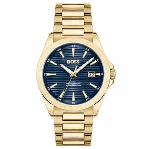 Gents Hugo Boss Watch Blue Dial, Stainless Steel Gold Tone Strap SKU 4012171