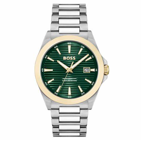 Gents Hugo Boss Watch Green Dial, Stainless Steel Silver Tone Strap SKU 4012172