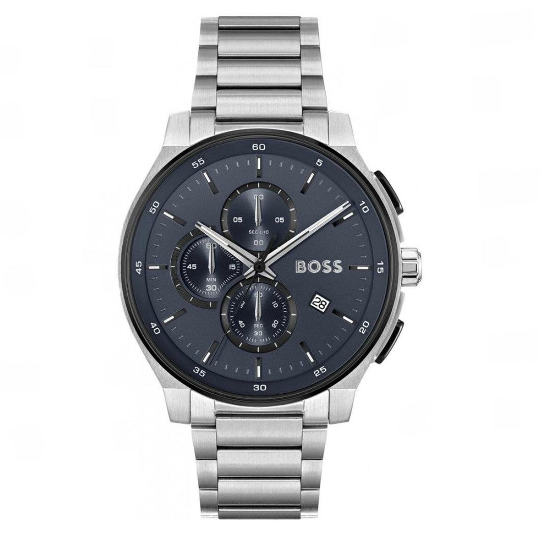 Gents Hugo Boss Watch Blue Dial, Stainless Steel Silver Tone Bracelet Strap SKU 4012173