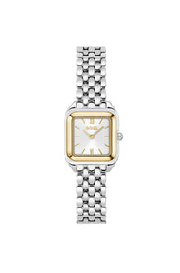 Ladies Hugo Boss Watch Stainless Steel Silver Tone Strap, Silver Tone Square Dial, Gold Tone Case SKU 4012185