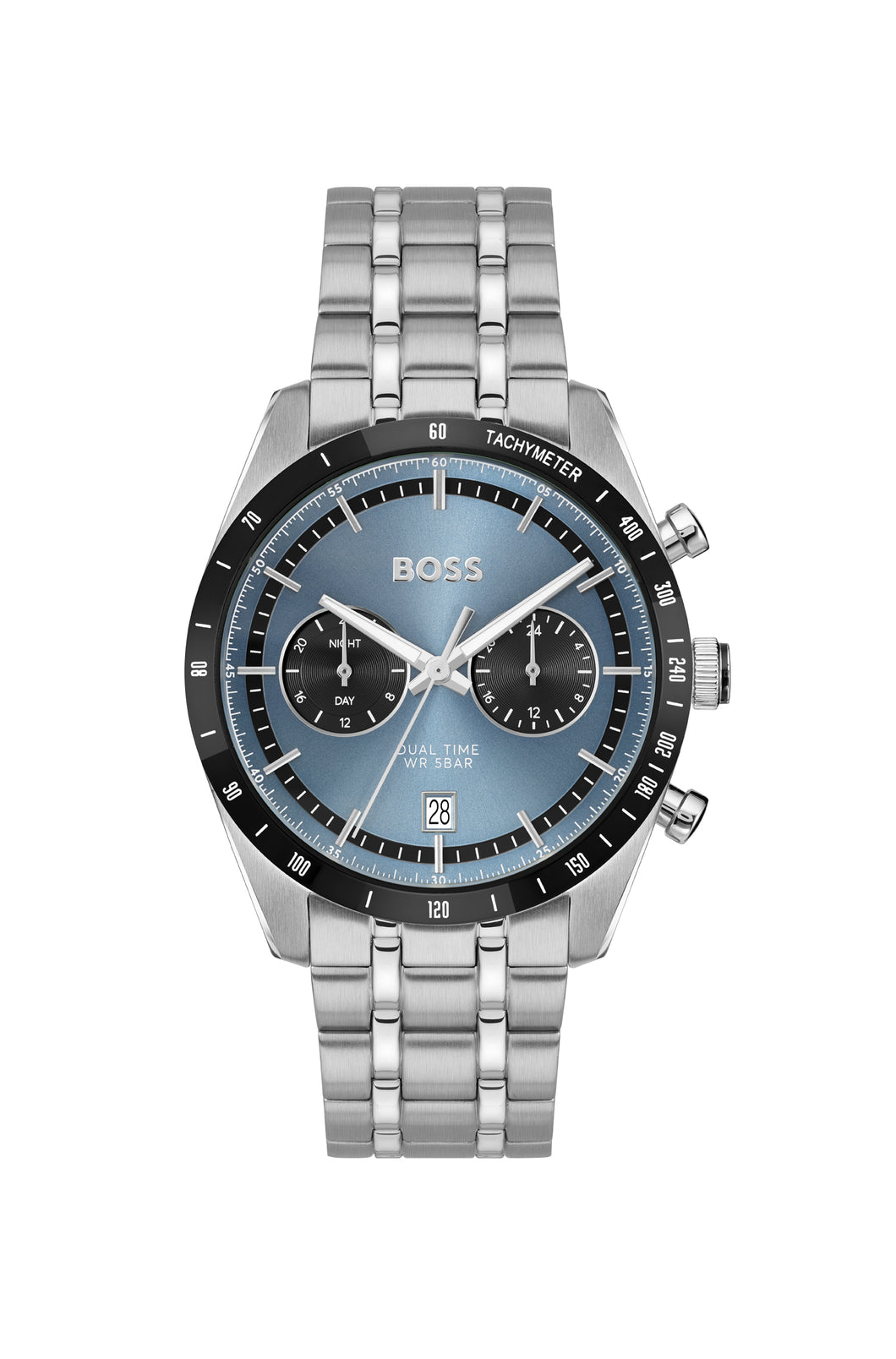 Gents Hugo Boss Watch Stainless Steel Silver Tone Strap, Blue Tone Dial, Mini Dials, Date SKU 4012190