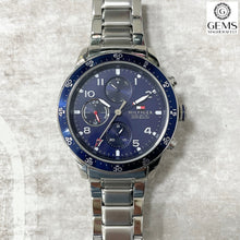 Load image into Gallery viewer, Gents Tommy Hilfiger Watch Stainless Steel Silver Tone Strap, Blue Dial, White Tone Hands SKU 4016238
