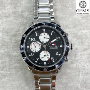 Gents Tommy Hilfiger Watch Stainless Steel Silver Tone Strap, Black Dial, White Tone Hands SKU 4016239