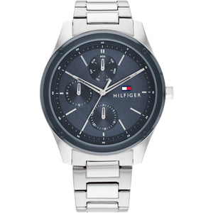 Gents Tommy Hilfiger Watch Stainless Steel Silver Tone Strap, Navy Dial SKU 4016282