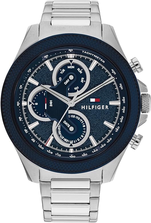 Gents Tommy Hilfiger Watch Stainless Silver Tone Bracelet, Navy Dial SKU 4016287