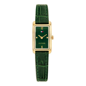 Tommy Hilfiger Ladies Watch, Green Leather Strap, Green Rectangle Dial SKU 4016323