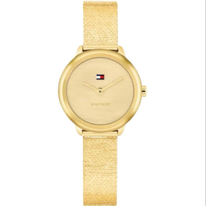 Tommy Hilfiger Ladies Watch, Stainless Steel Gold Tone Mesh Strap, Gold Tone Dial SKU 4016327