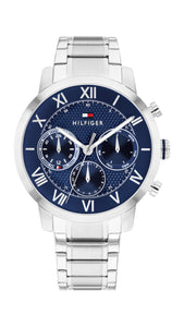 Tommy Hilfiger Gents Watch, Stainless Steel Silver Tone Strap, Blue Dial, Mini Dials SKU 4016333