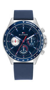 Tommy Hilfiger Gents Watch, Blue Leather Strap, Blue Dial, Mini Dials SKU 4016335