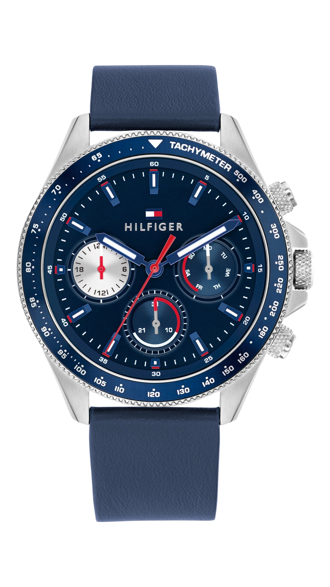 Tommy Hilfiger Gents Watch, Blue Leather Strap, Blue Dial, Mini Dials SKU 4016335